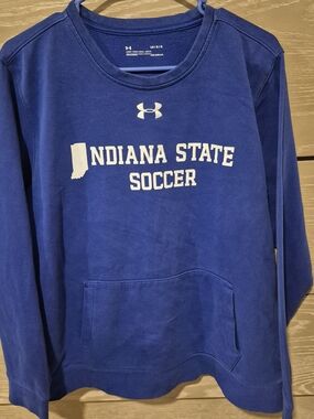 ISU Royal Blue Indiana State Soccer Crewneck Sweatshirt with White Logo